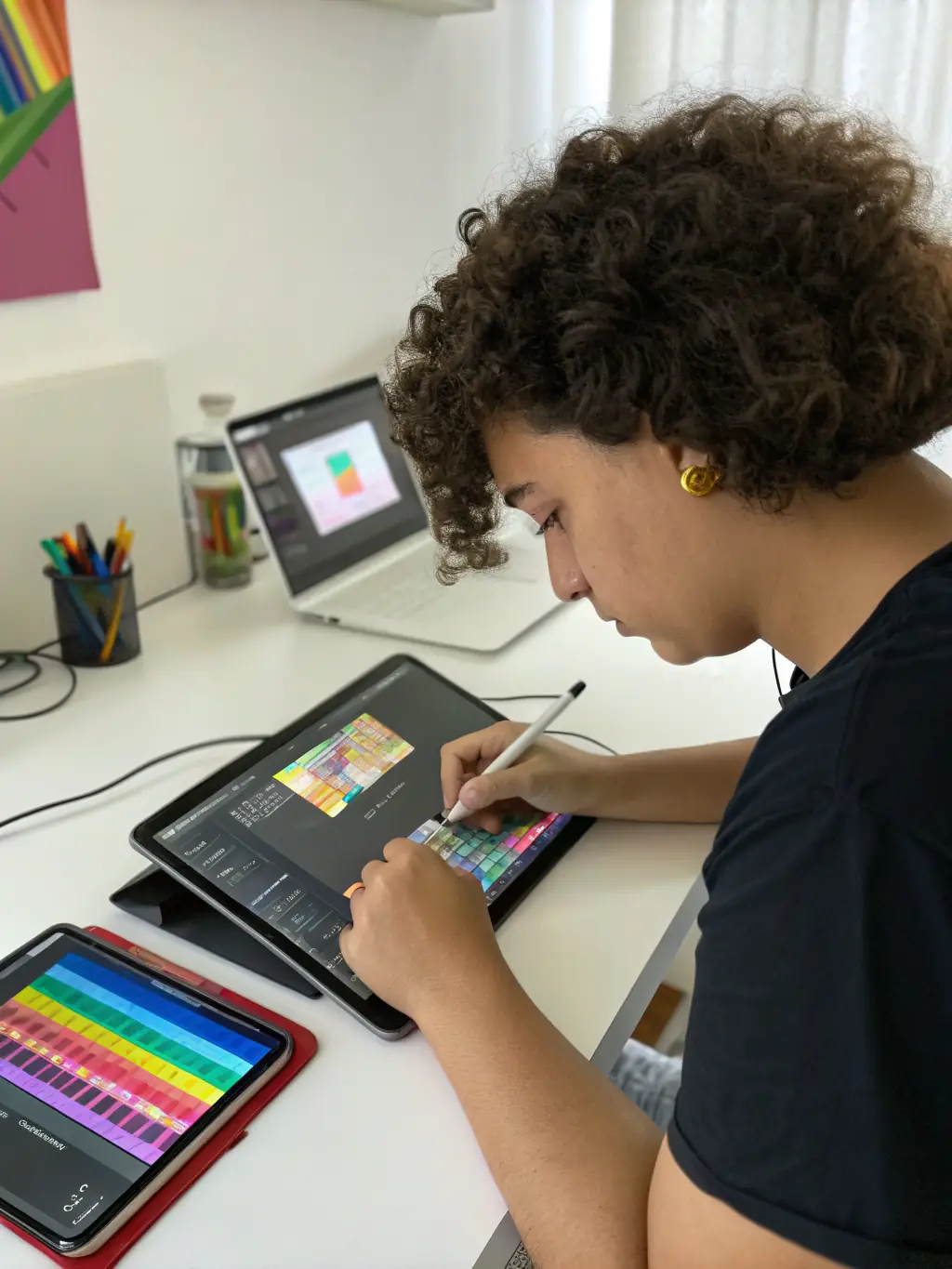 A motion graphics artist creating dynamic animations and visual effects on a computer, adding flair and visual interest to a promotional video.